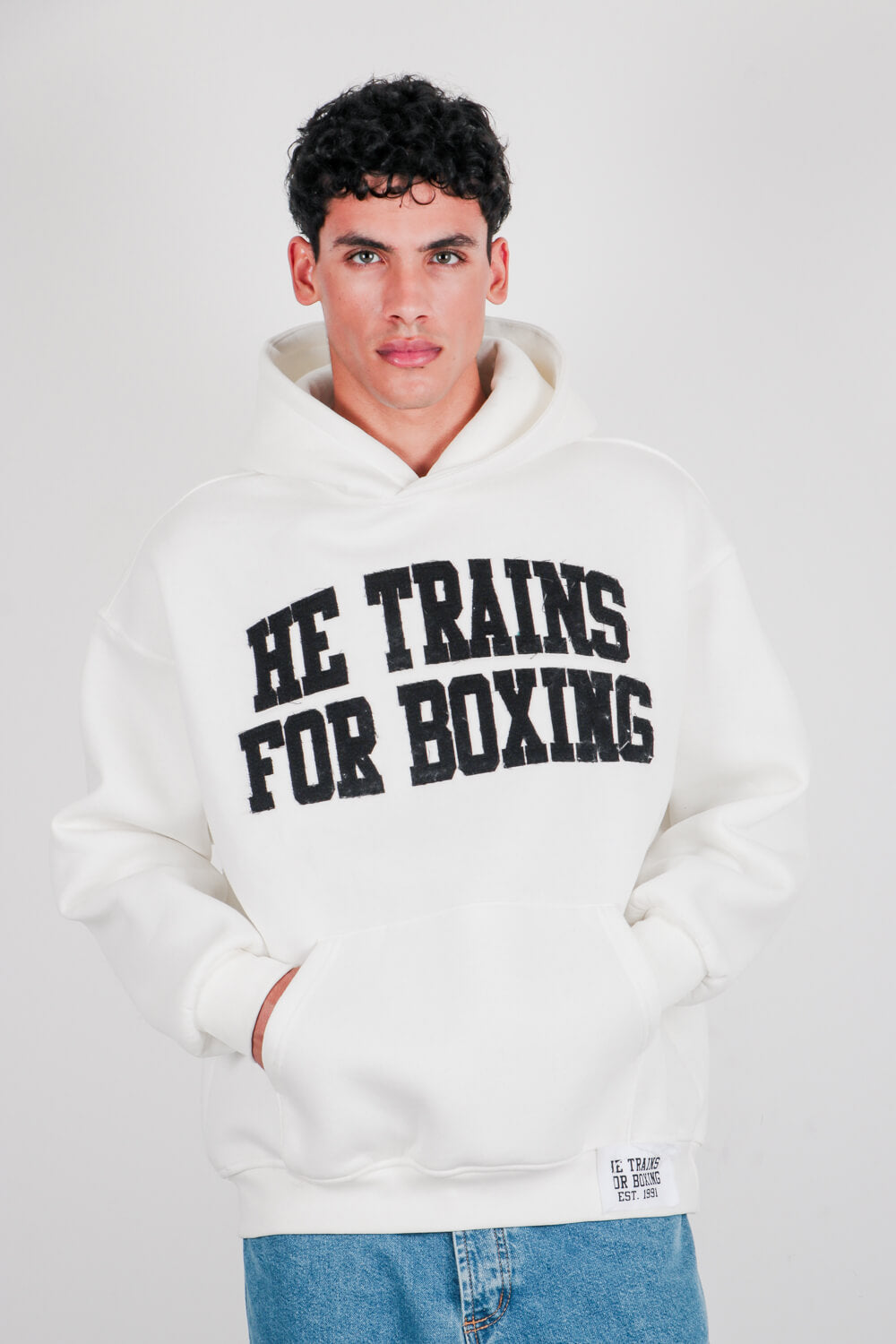 Φούτερ με κουκούλα trains for boxing