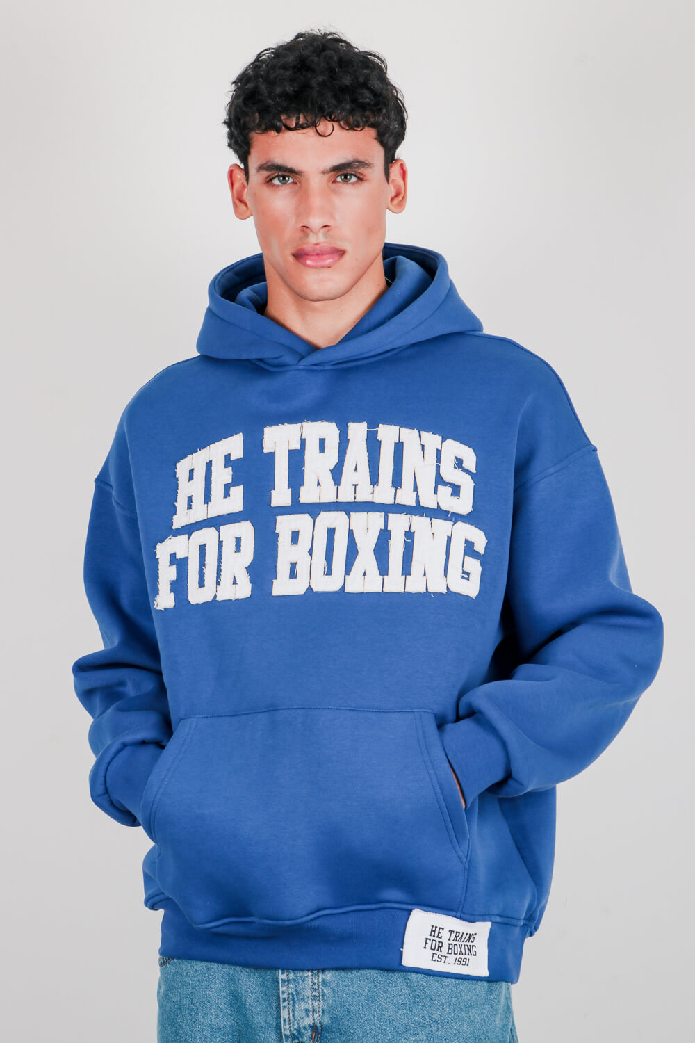 Φούτερ με κουκούλα trains for boxing