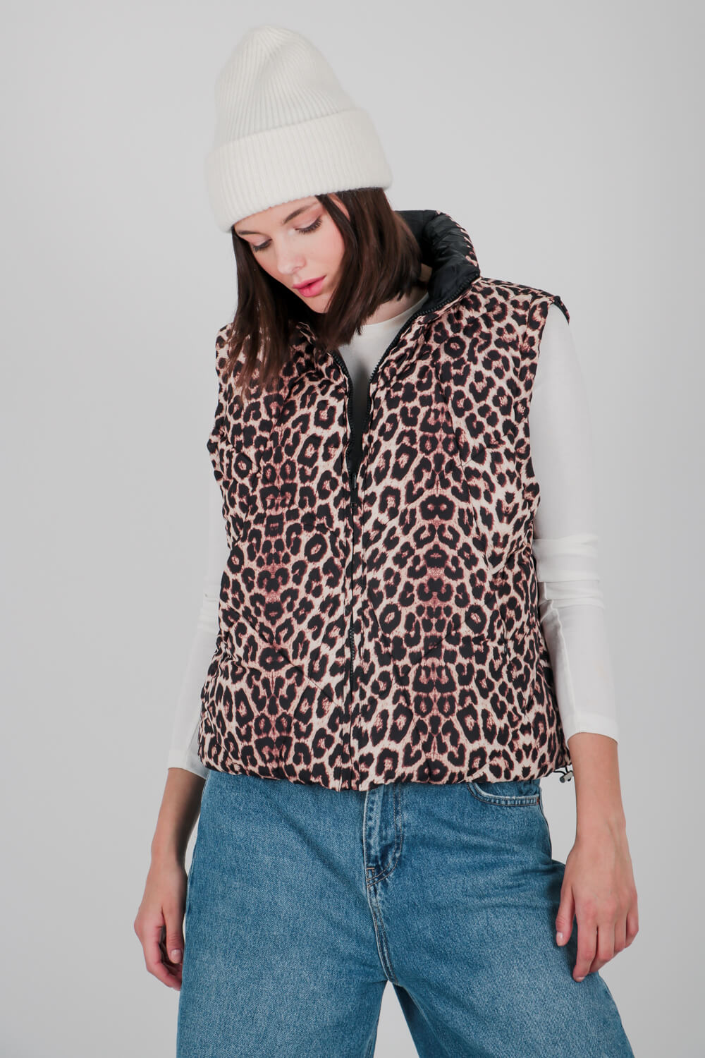 Γιλέκο διπλής όψης animal print