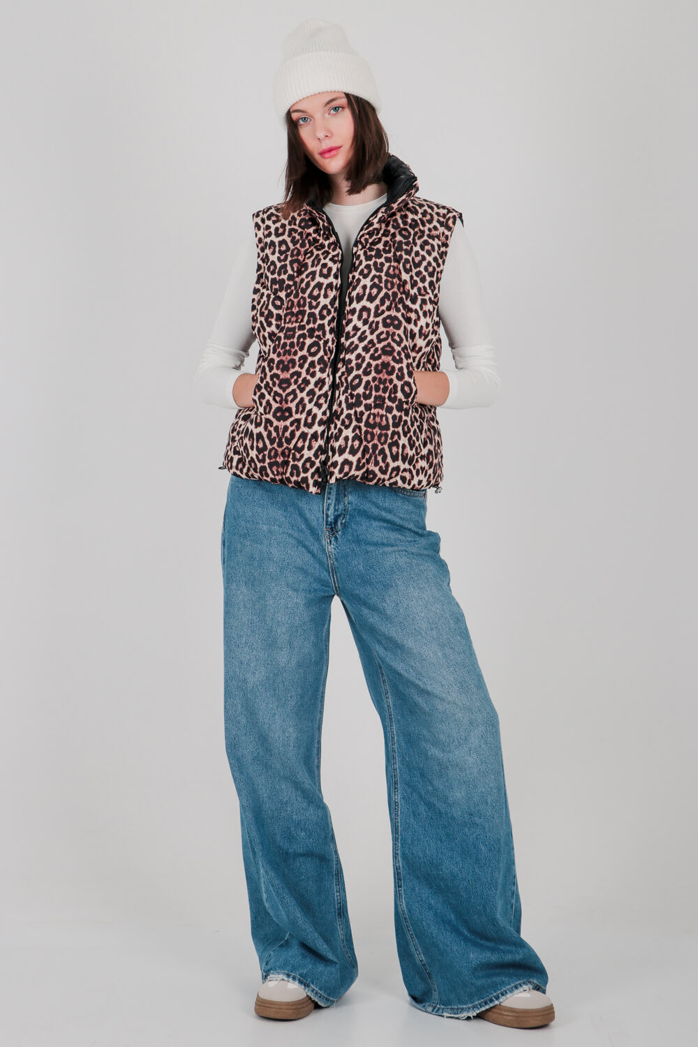 Γιλέκο διπλής όψης animal print