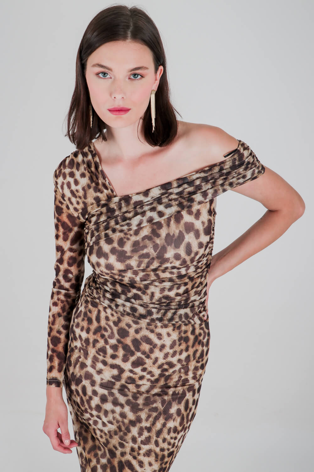 Φόρεμα με τούλι animal print