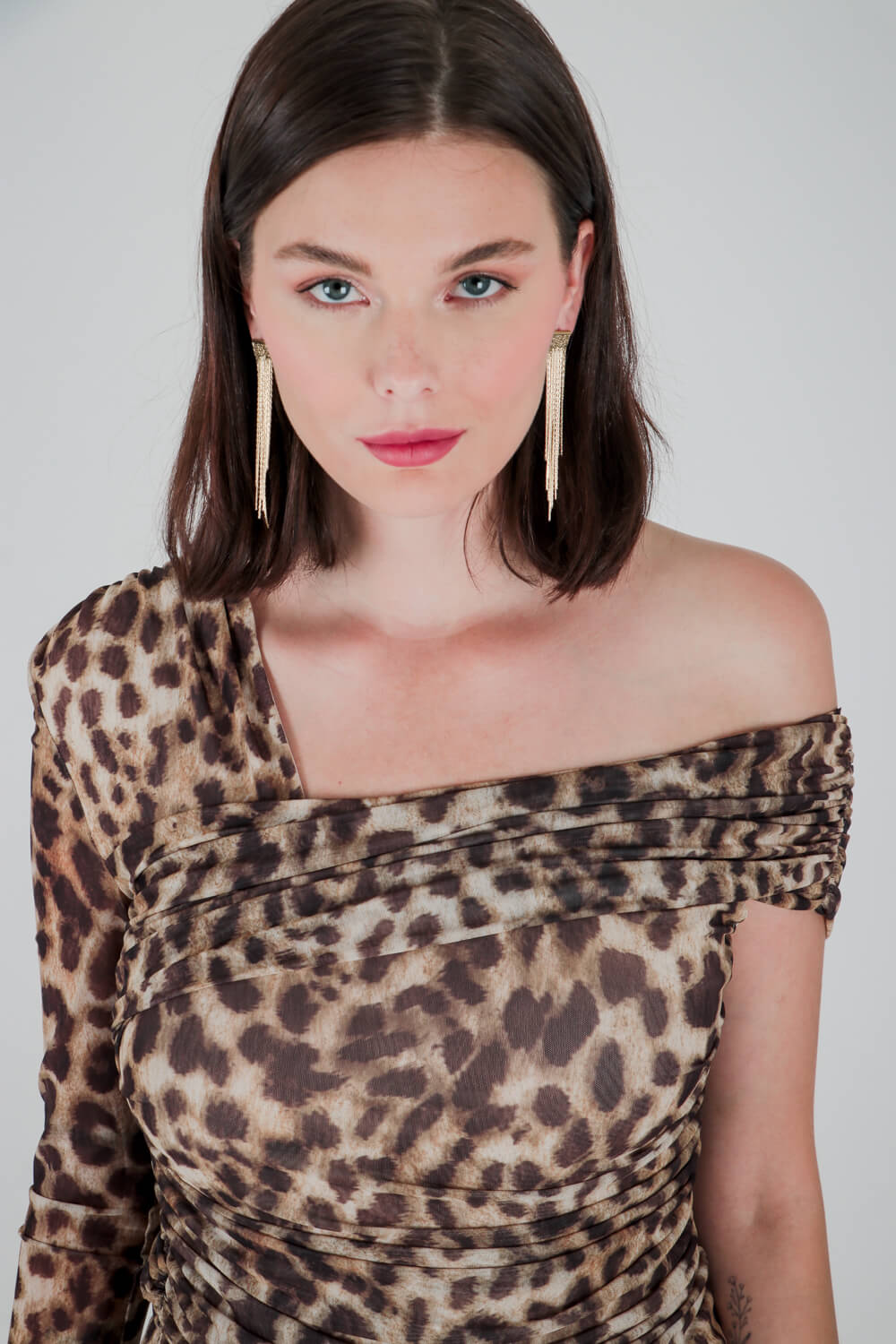 Φόρεμα με τούλι animal print