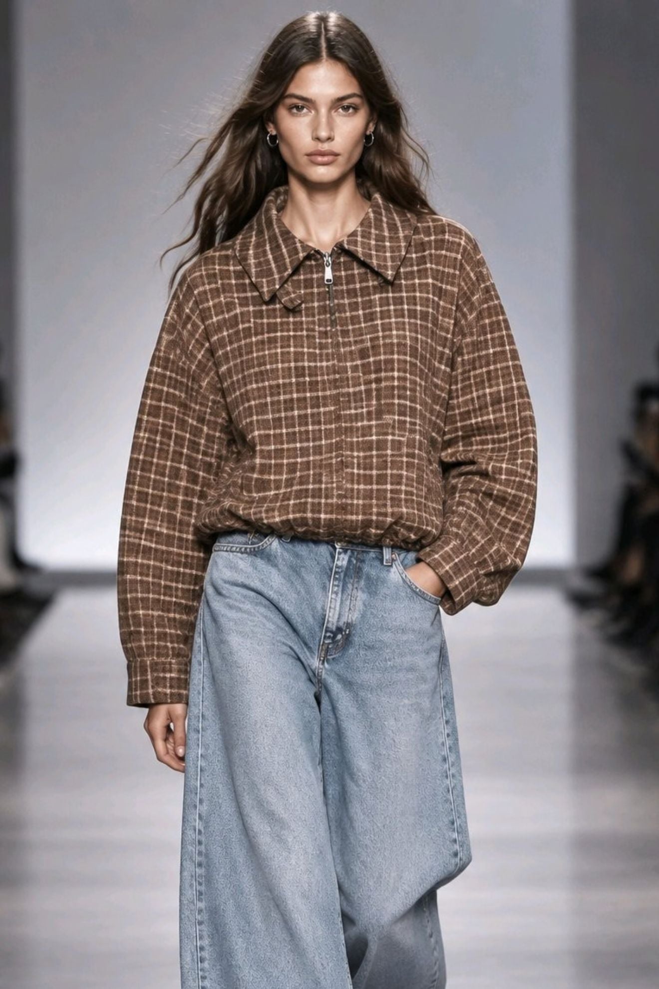 Bomber καρό τζάκετ oversized